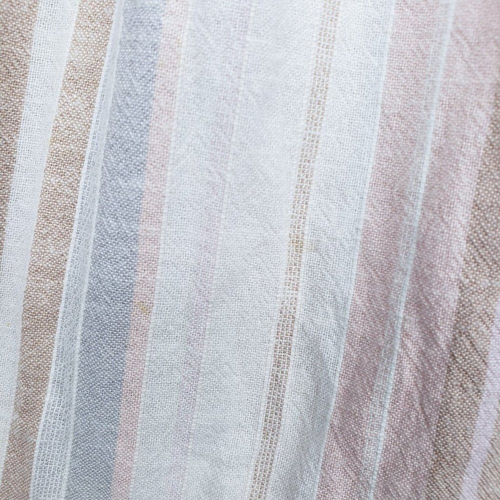 Loft Beach Cotton Linen Blend Striped Midi Dress Neutral Elasticized Waist XXS - Picture 7 of 8
